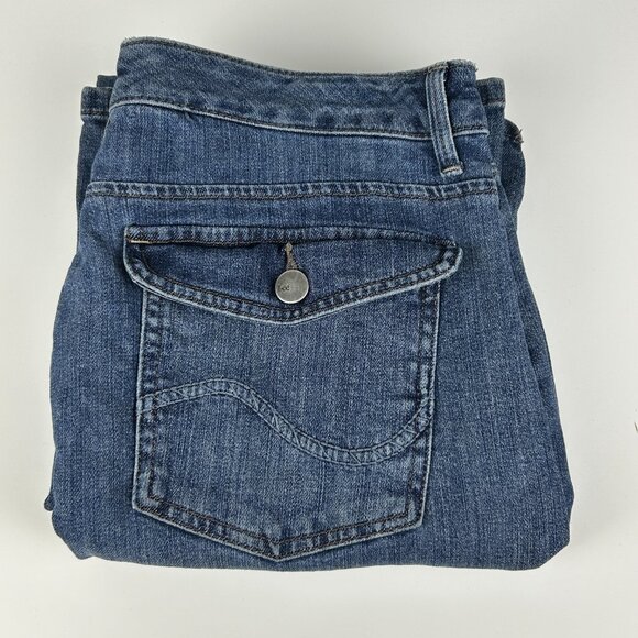 Lee Jeans Womens 10 M (32x30) Natural Bootcut Blue Stretch Just Below the Waist - Picture 9 of 16